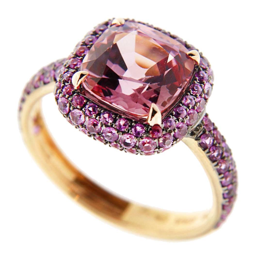 Jona Pink Spinel Pink Sapphire 18 Karat Rose Gold Ring