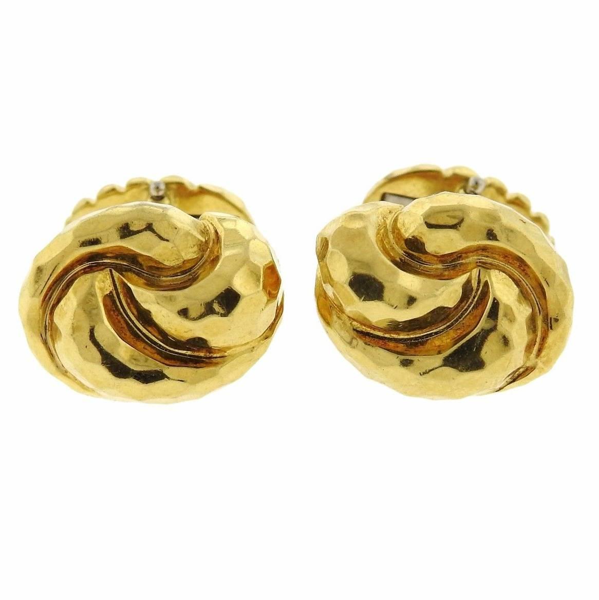 Henry Dunay Hammered Gold Knot Cufflinks