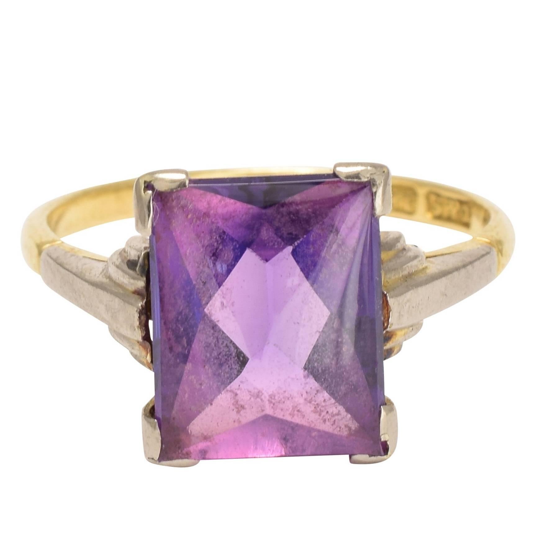 Art Deco Synthetic Alexandrite Cocktail Ring