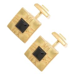 1990s Tiffany & Co. Onyx Gold Atlas Cufflinks 7