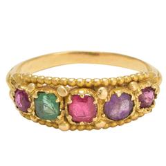 Victorian Etruscan Revival Multi-Gem Ring