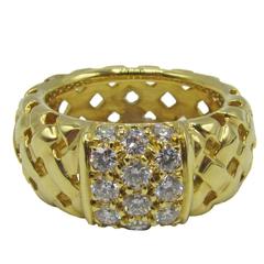 Tiffany & Co. Vannerie Diamond Gold Band Ring 9