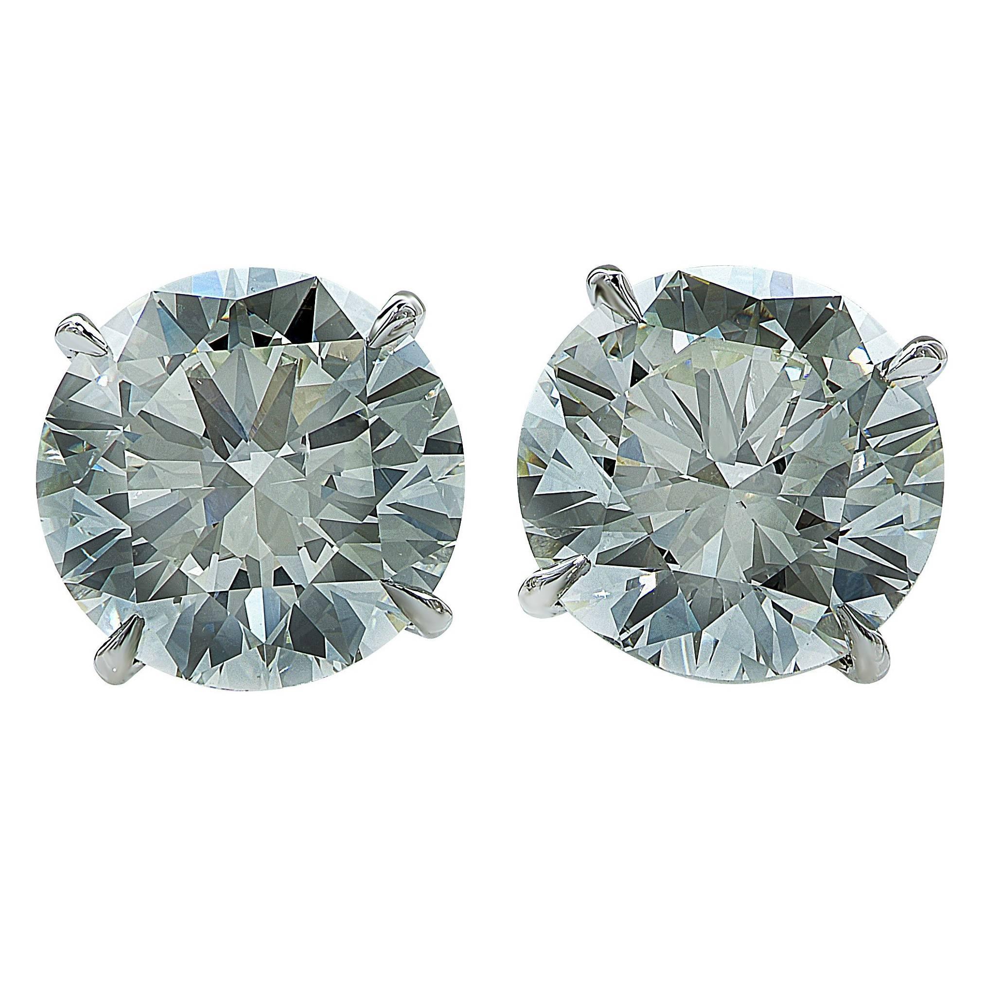6.03 Carats Diamonds Solitaire Stud Earrings