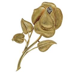 .10 Carats Diamonds Gold Flower Brooch