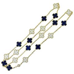 Van Cleef & Arpels Alhambra Lapis Lazuli & White Coral 20 Motif Necklace