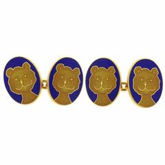 Longmire Lapis Gold Teddy Bear Cufflinks