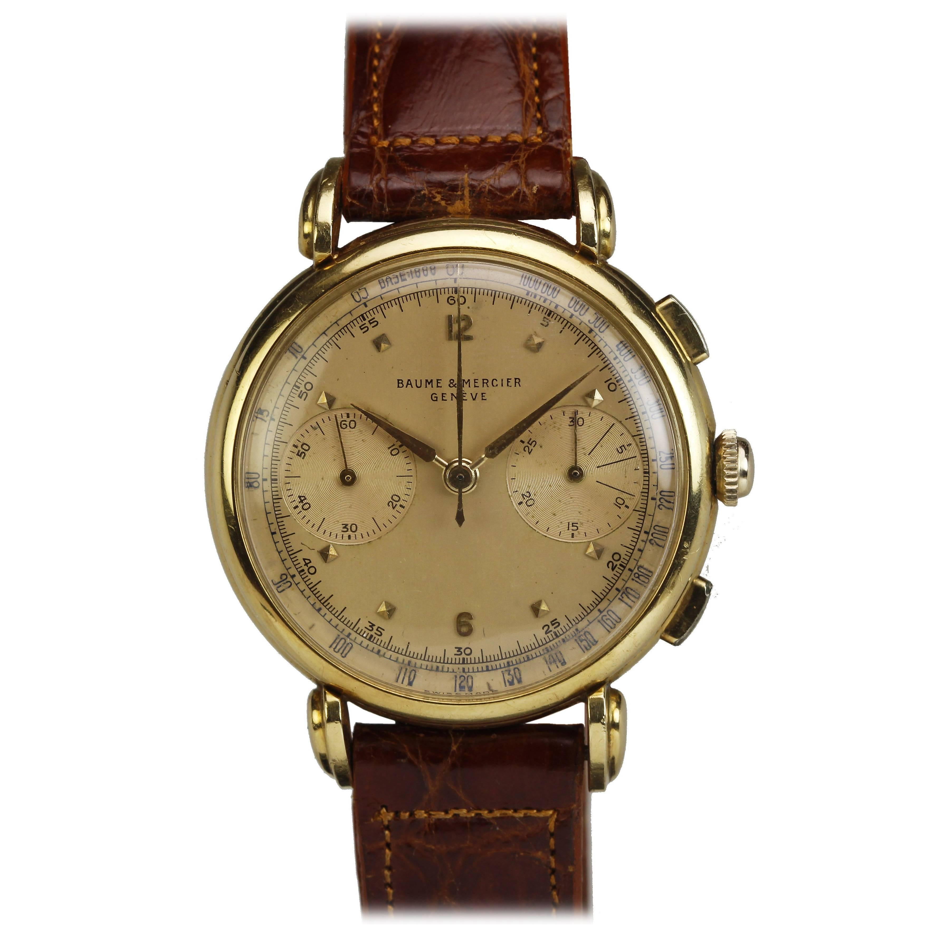 Baume & Mercier Yellow Gold Chronograph Wristwatch, circa 1950s