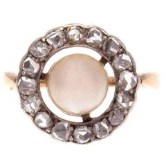 Antique Victorian Pearl Diamond Gold Ring Antique Victorian Pearl Diamond Gold Ring