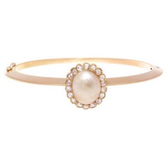 Victorian Pearl Diamond Gold Bracelet