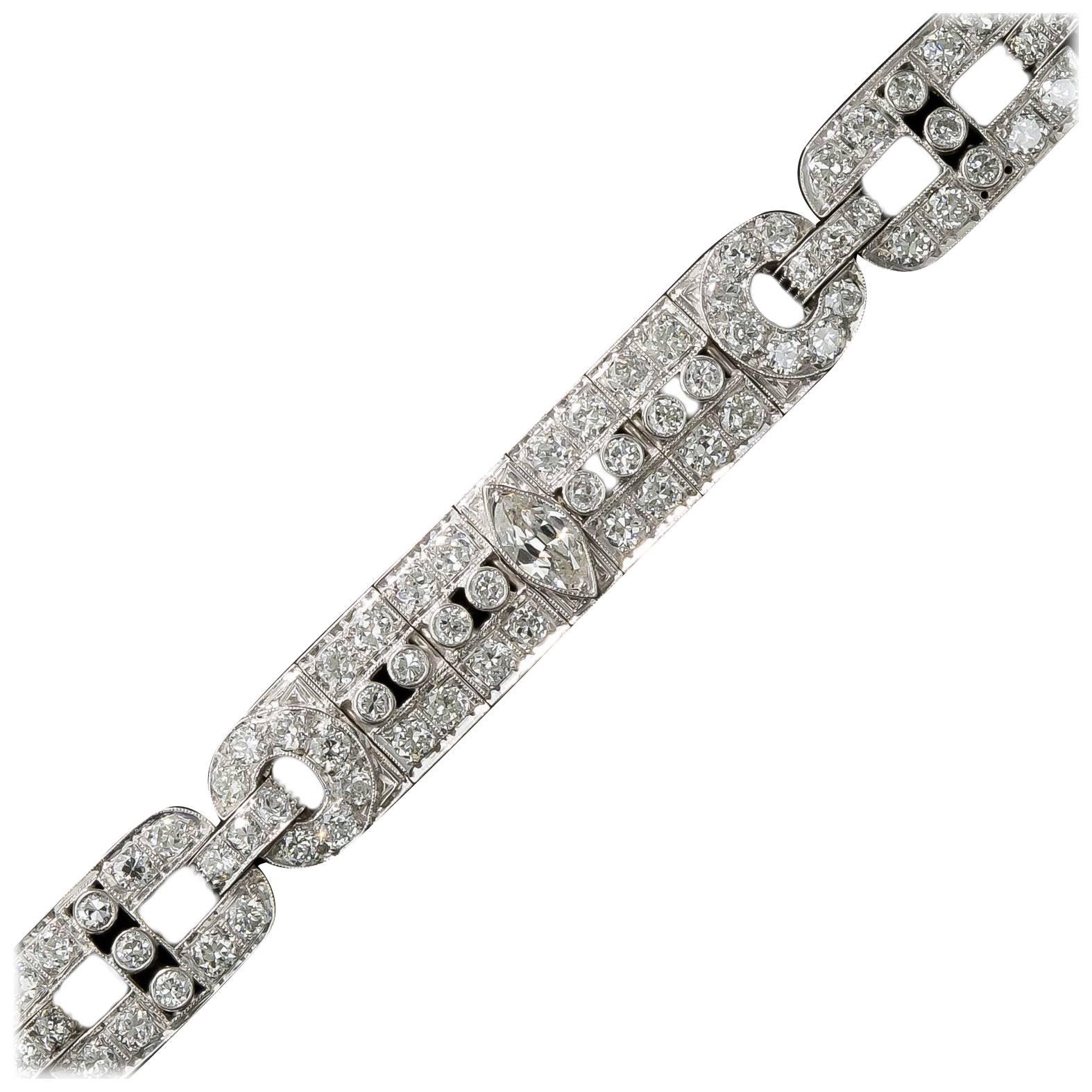 Art Deco Diamond Platinum Bracelet For Sale