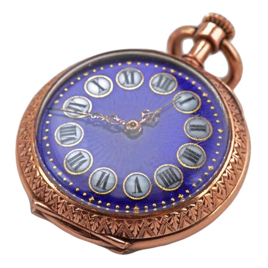 1900s Enamel Gold Pocket Watch