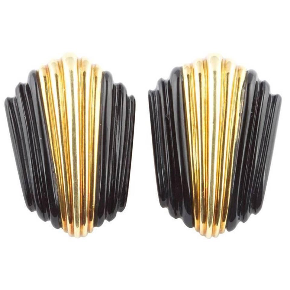 Turi Onyx Gold Earrings