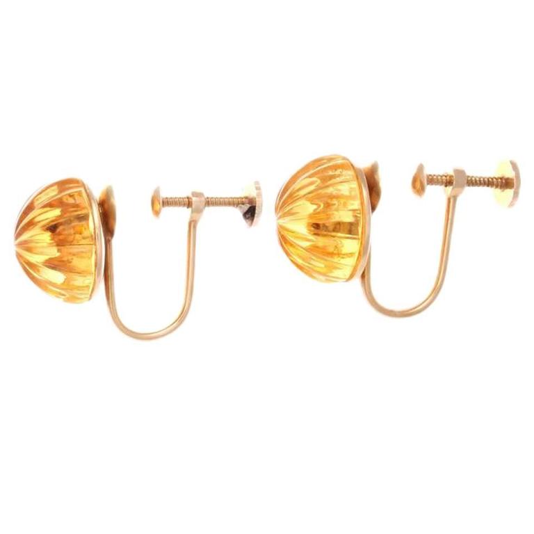 Tiffany And Co Carved Citrine Gold Earrings At 1stdibs Tiffany Co Carved Citrine Gold Earrings For