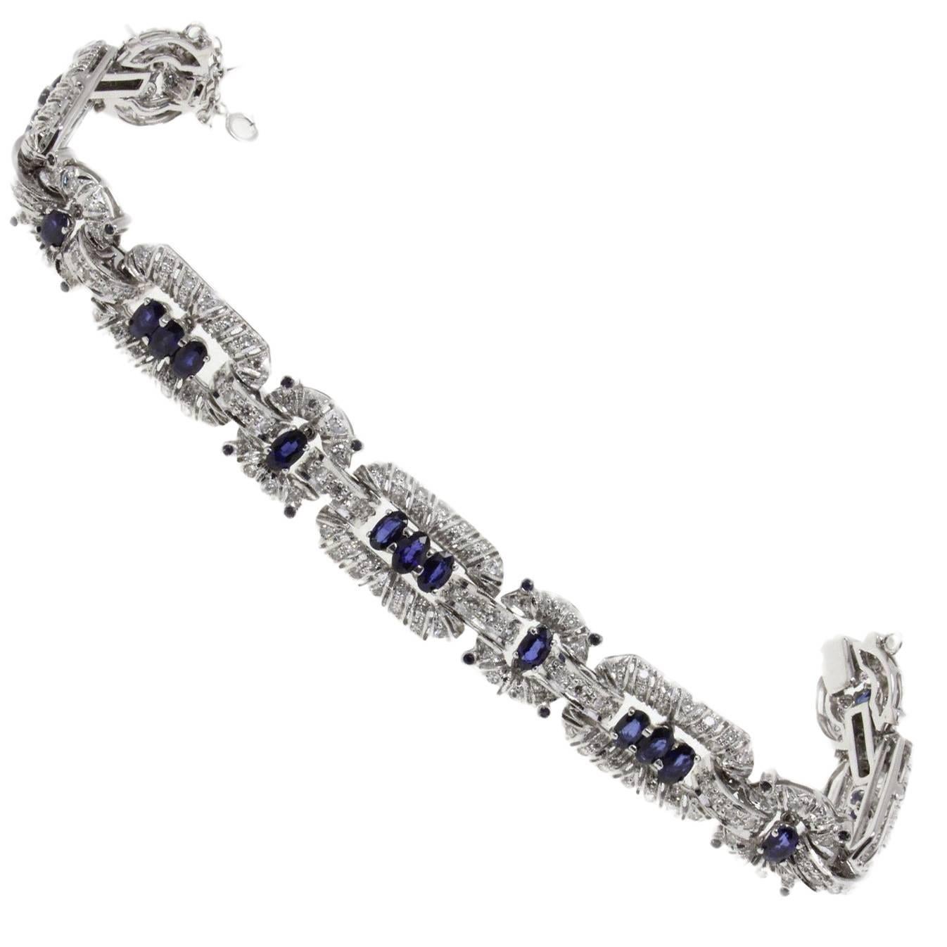 Sapphire and  Diamond Gold Bracelet For Sale