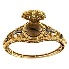 1940s bangle bracelet with hidden watch