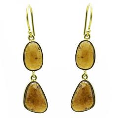 Hessonite Garnet and Gold Dangle Drop Earrings with Inclusions 8