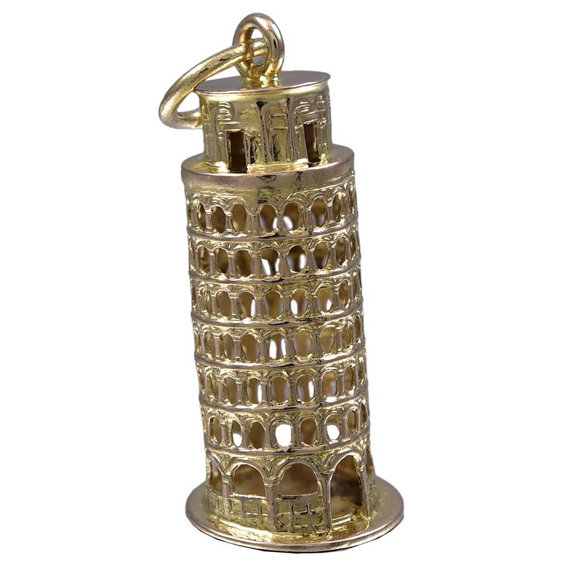 Leaning Tower of Pisa Gold Charm For Sale
