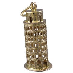 Vintage Leaning Tower of Pisa Gold Charm