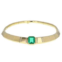 Colombian Emerald Diamond Gold Choker Necklace 10