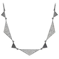 Lauren Harper 1.92 carat white diamond matte oxidized silver Trinity Necklace 2