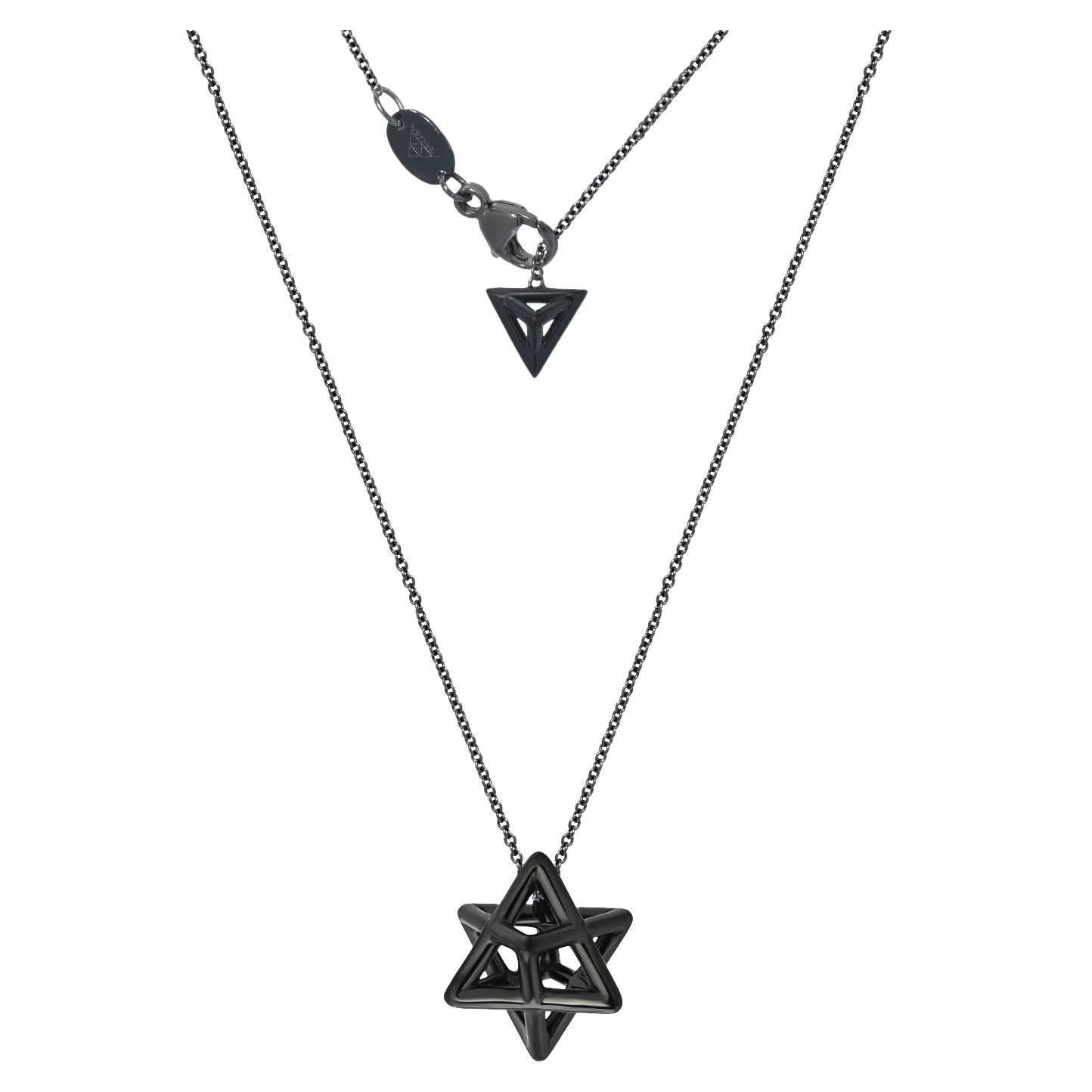 Merkaba Black Platinum Unisex Necklace