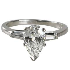 GIA Certified 1.04 Carat Pear Shape Diamond Platinum Engagement Ring 6