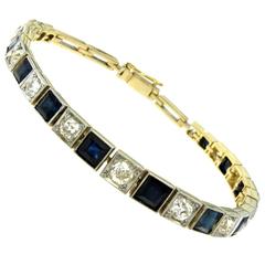 Vintage Sapphire Diamond Gold Bracelet