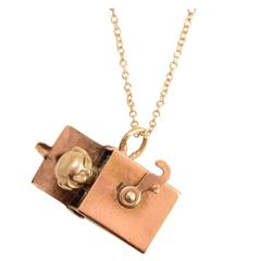Antique 1920s Jack-In-The-Box Gold Charm Pendant