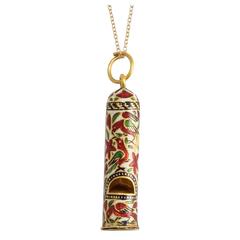 Antique Mughal Indian Enamelled Gold Whistle