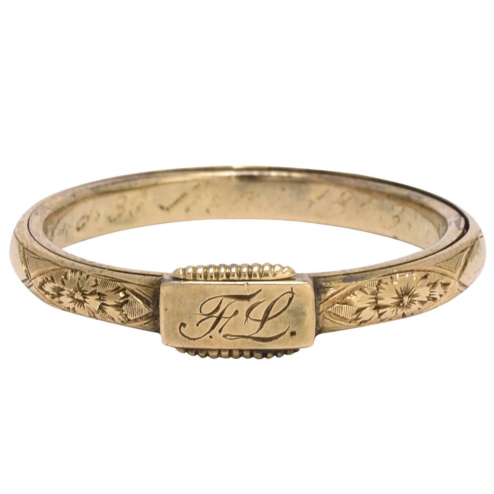 Victorian Gimbal Swivel Gold Mourning Ring