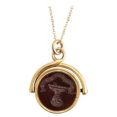 Early Victorian Heraldic Intaglio Spinner Seal Fob 8