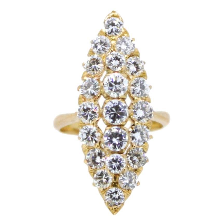 2.20 Carat Marquise Shape Pave Diamond Rose Gold Cocktail Ring For Sale