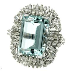 35 Carat Aquamarine Diamond Gold Ring