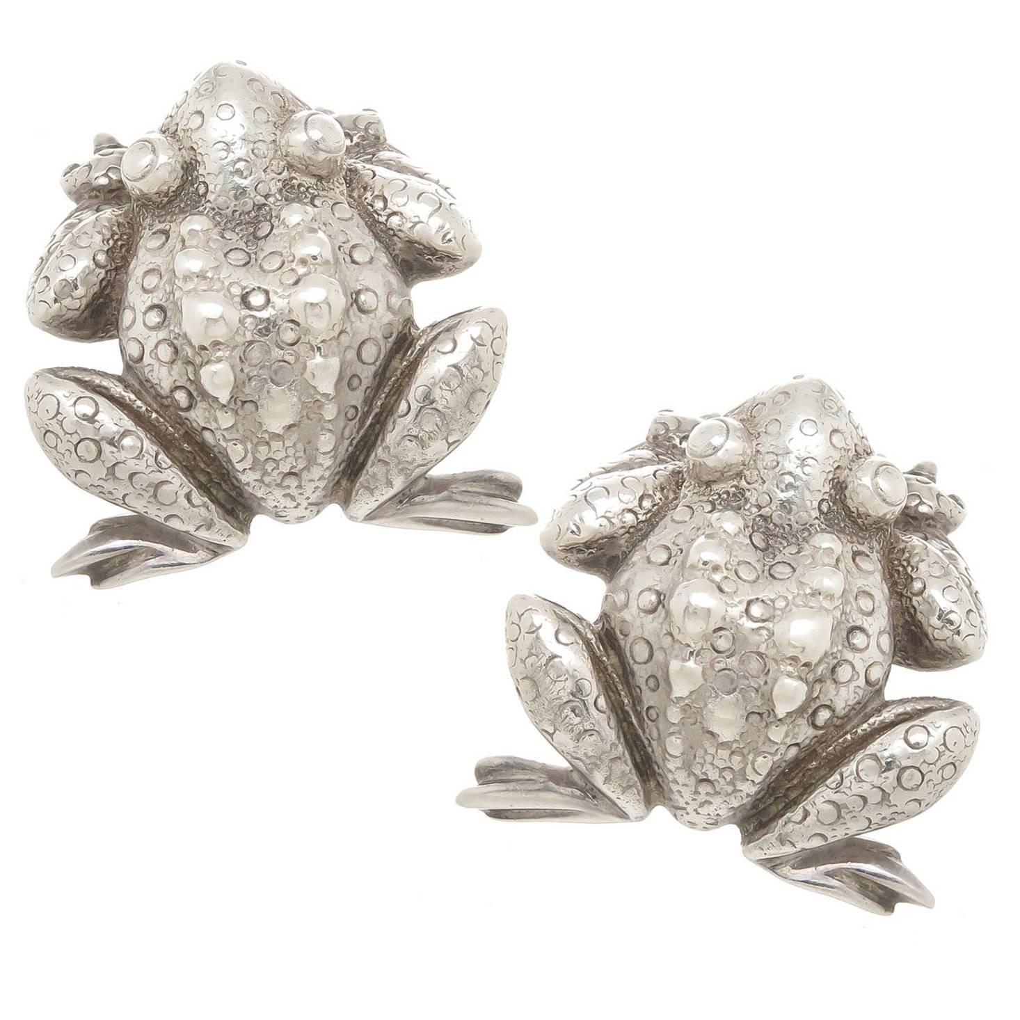 1980s Tiffany & Co. Sterling Bull Frog Earrings