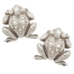 1980s Tiffany & Co. Sterling Bull Frog Earrings