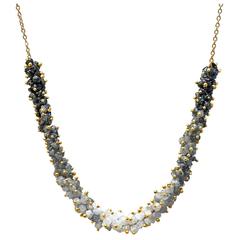 Rebecca Overmann Intricate 15 ct white gray black diamond gold Ombre Necklace 3