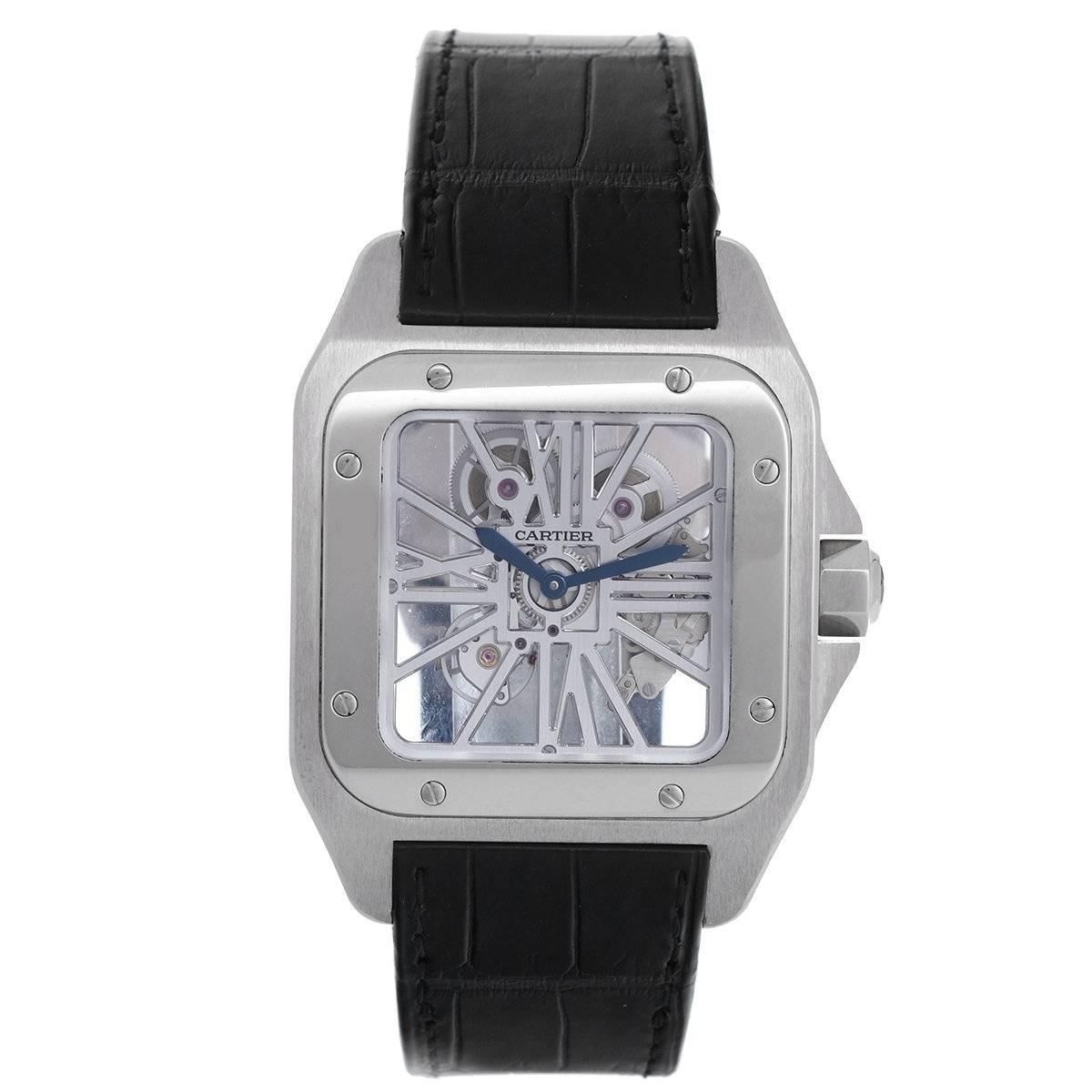 Cartier Palladium Santos 100 Skeleton XL Manual winding Wristwatch