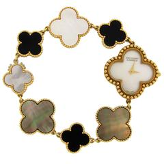 Van Cleef & Arpels Alhambra Gold Mother-of-Pearl Ladies Bracelet Wristwatch VCA