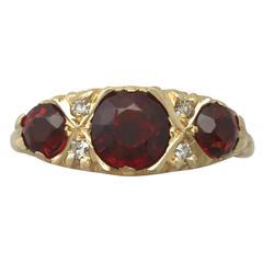 Vintage 2.05 Carat Garnet and Diamond, Yellow Gold Ring 10