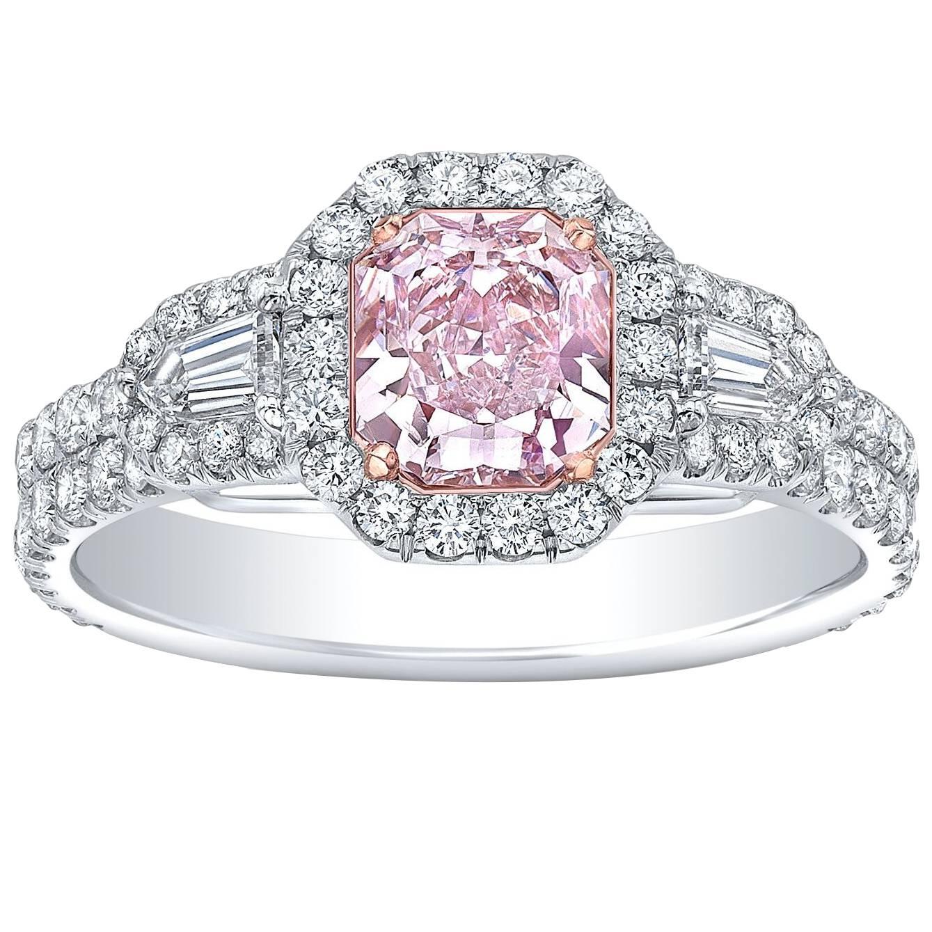 Tamir GIA Certified 0.88 Carat Light Pink Diamond Two Color Gold Ring