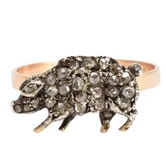 Victorian Diamond Lucky Pig Conversion Ring