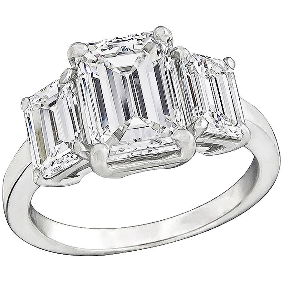 Impressive 2.10 Carat Center Diamond Platinum Engagement Ring
