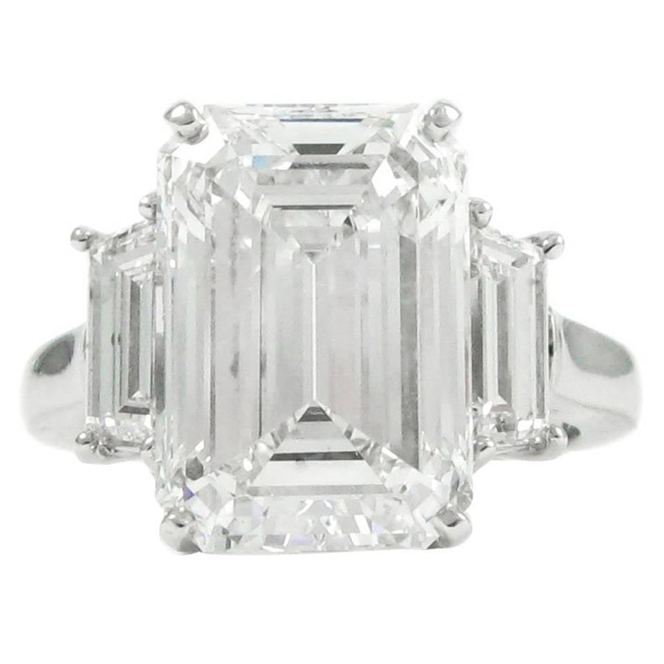 Van Cleef & Arpels GIA 7.80 Carat E VS2 GIA Emerald Cut Diamond platinum Ring