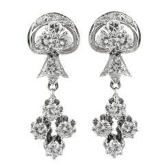 J. Birnbach Retro 14K White Gold Brilliant Round Diamond Earrings 