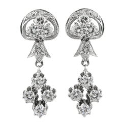 J. Birnbach Vintage 14K White Gold Brilliant Round Diamond Earrings 