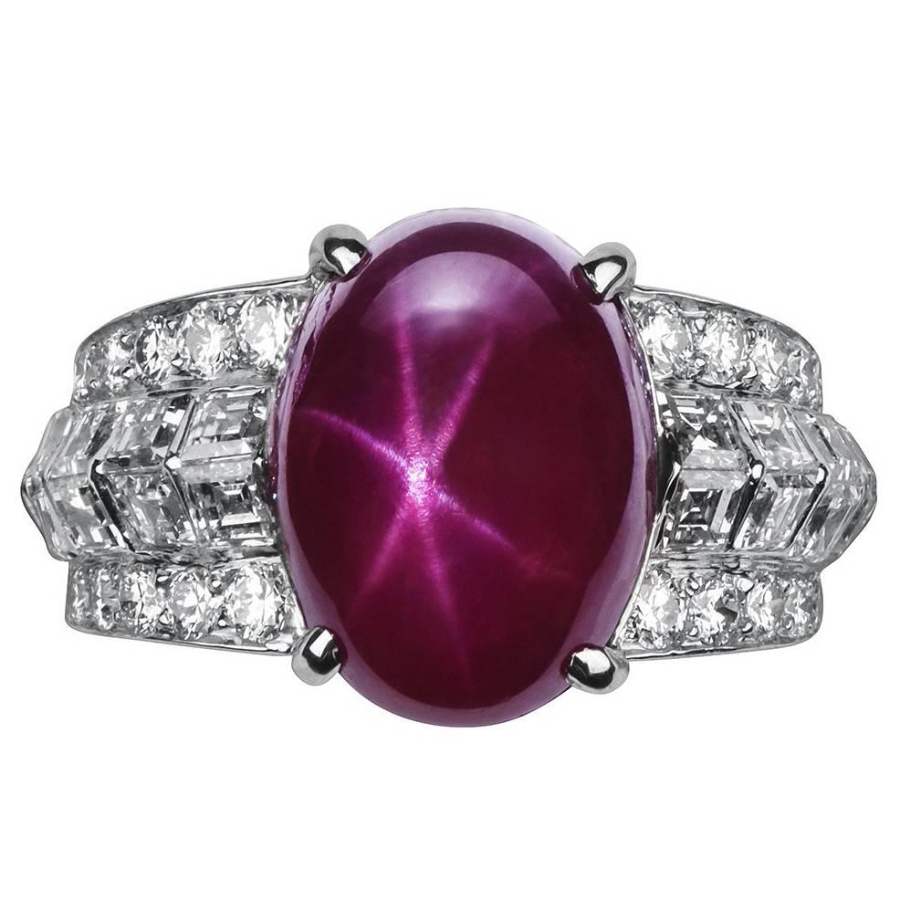 Cartier 10.86 Carat Burma No Heat Star Ruby Diamond Platinum Ring