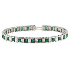 5.50 Carat Emerald Diamonds Gold Bracelet