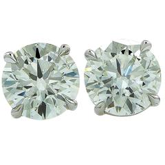 3.13 Carats Diamonds Solitaire Stud Earrings