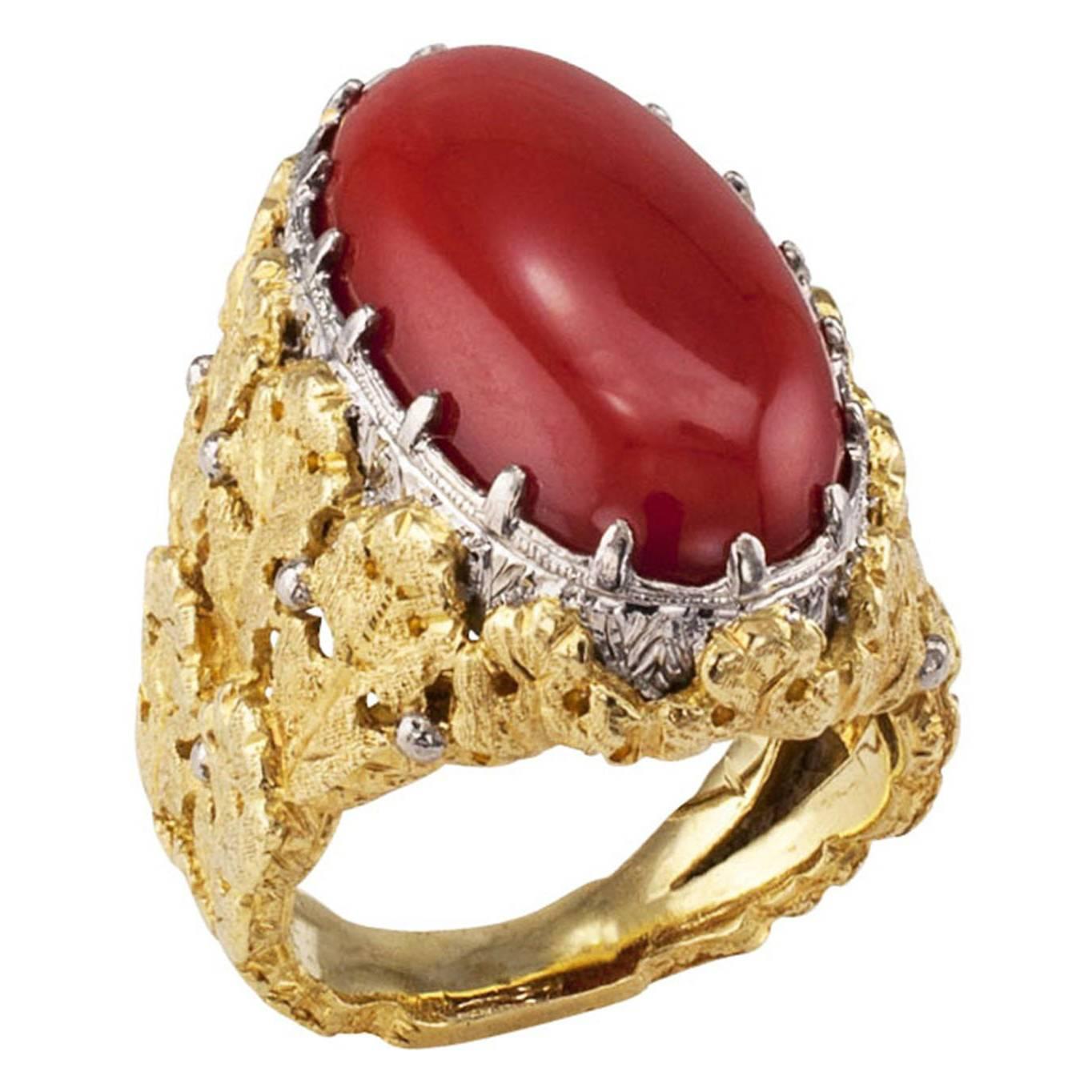 1970 Spritzer and Fuhrman Coral Gold Ring