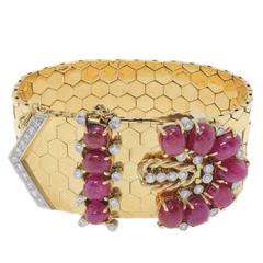 GCS Certificate Ruby Diamond Gold Retro Bracelet 12